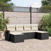 vidaXL 6 Piece Patio Sofa Set with Cushions Black and Cream Poly Rattan - 2 of 4