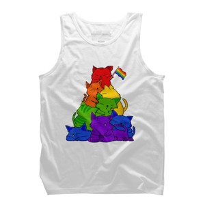 Adult Design By Humans Cat Pile Rainbow Pride Flag By ACEGlobal Tank Top - 1 of 2