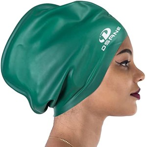 DSANE Extra Large Swimming Cap for Women and Men,Special Design Swim Cap for Very Long Thick Curly Hair&Dreadlocks Weaves Braids Afros Silicone - 1 of 1