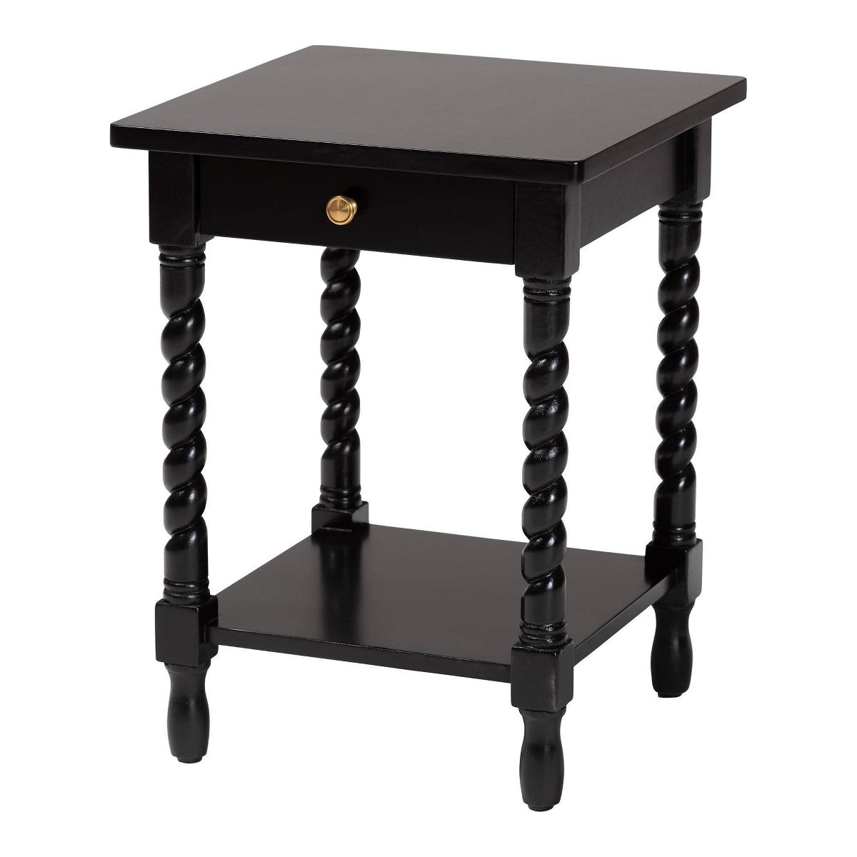 Baxton Studio Niklas Nightstand with Twisted Legs Black