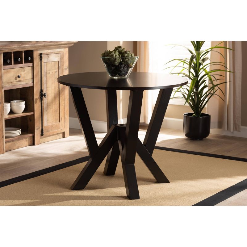 35" Irene Wide Round Wood Dining Table - Baxton Studio, 6 of 9