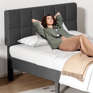 Lirago Twin XL Adjustable Memory Foam Headboard Bed Frame 800lbs Capacity No Box Spring Wooden Slat Support - 1 of 4
