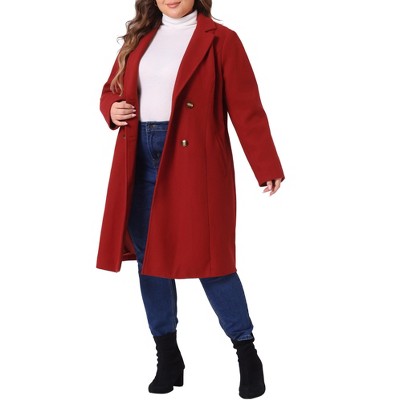 Agnes Orinda Women's Plus Size Fashion Notched Lapel Double Breasted Pea Coats