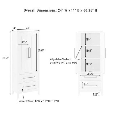 Genevieve Freestanding White Office Storage Cabinet with Adjustable Shelving