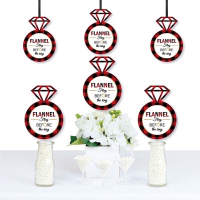 Big Dot of Happiness Flannel Fling Before the Ring - Ring Decorations DIY Buffalo Plaid Bachelorette Party Essentials - Set of 20