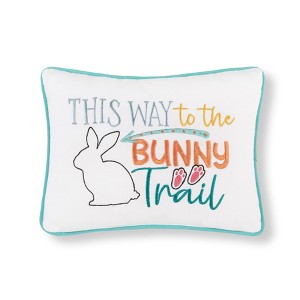 C&F Home 9" x 12" Easter "This Way to The Bunny Trail" Embroidered Spring Themed Small/Petite Accent Throw Pillow - 1 of 4