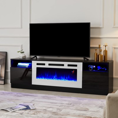 AMERLIFE TV Stand with Fireplace, LED Light Entertainment Center