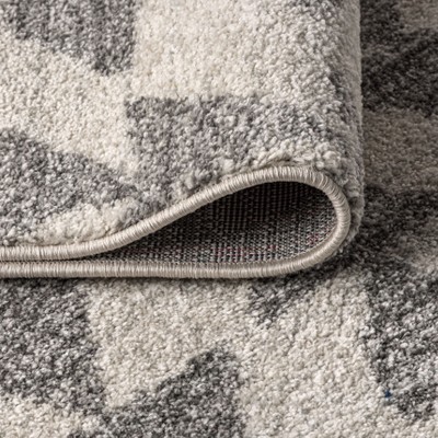 Aisha Cream and Gray Geometric Square Area Rug