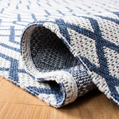 Augustine Geometric Flat Woven Area Rug in Navy/Light Grey - 34"x5"