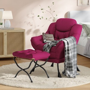Comfy Modern Lazy Chair with Ottoman, Lounge Armchair Accent, Leisure Sofa Reading Chair - 1 of 4