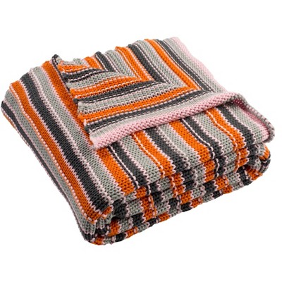 Grey and discount orange throw blanket