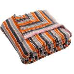 Candy Stripe Knit Throw Blanket - Light Grey/Dark Grey/Orange/Pink - 50" x 60" - Safavieh
