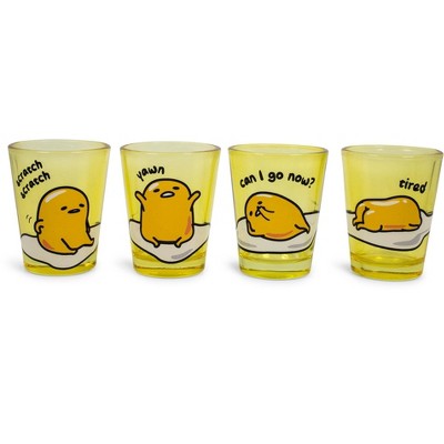 Silver Buffalo Gudetama Sleepy 1.5-Ounce Mini Glass Cups | Set Of 4