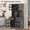 Gymojoy Kitchen Pantry Cabinet with Wine Glass Holder Microwave Stand Shelves for Dinning Room - 2 of 4