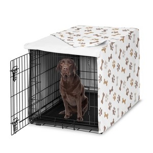 Sweet Jojo Designs Dog Crate Kennel Cover 42in. Paw and Bone Brown Grey and Taupe - 1 of 4
