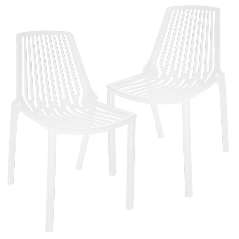 LeisureMod Acken Plastic Stackable Dining Chair Set of 2, 1 of 7