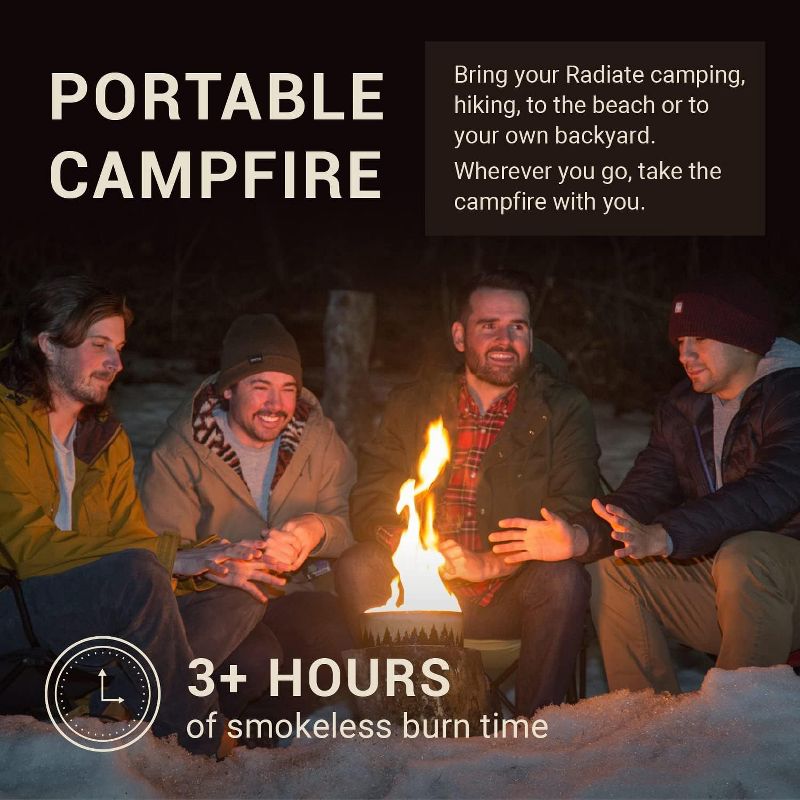 Radiate - XL Outdoor Portable Campfire - 3 to 5 Hours of Burn Time - 8Ó Reusable Fire Pit for Camping, Smores, Cooking, and Picnics - Recycled Soy Wax, 5 of 10