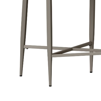 Mid-Century Modern Pewter Gray Faux Leather Counter Stools - Set of 2