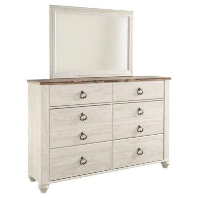 Coastal Retreat Whitewashed 6-Drawer Dresser with Plank-Style Top