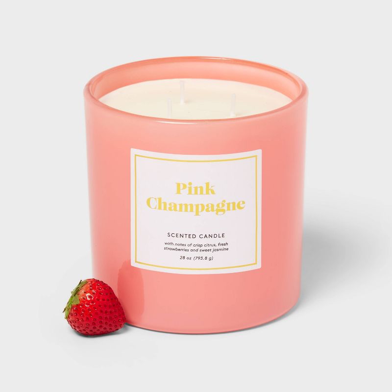 3-Wick 28oz Glass Jar Pink Champagne Candle - Opalhouse&#8482;, 4 of 6