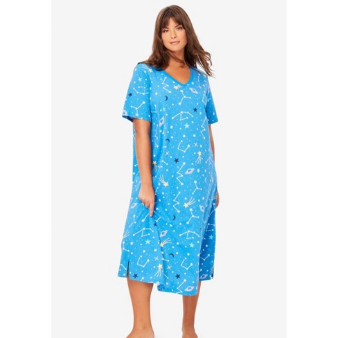 Dreams Co. Women s Plus Size Long Print Sleepshirt 3x 4x Pool