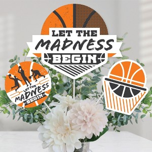 Big Dot of Happiness Basketball - Let The Madness Begin - College Basketball Party Centerpiece Sticks - Table Toppers - Set of 15 - 1 of 4