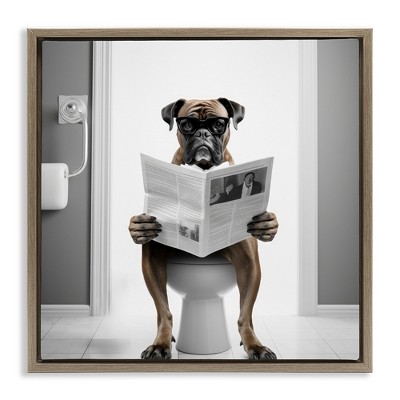 Stupell Industries Boxer Dog & Newspaper, 18" x 18"