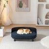 VisioGear Elevated Dog Bed Pet Sofa With Solid Wood legs and Bent Wood Back, Velvet Cushion, Dark Blue, 26"*15.7"*10.6" - 4 of 4