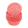 Unique Bargains Double Heart Print Disposable Baking Cups Greaseproof Paper Pink White 1.97"x1.18" 100 Pcs - 3 of 4