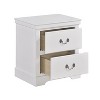 1pc Classic Traditional 2 Drawers Nightstand White Finish Bedroom Furniture Wooden Bedside Table Cabinet - 4 of 4