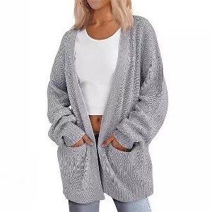 Coolmee Womens Oversized Cardigans Soft Loose Open Front Casual Knit Sweater Coats with Pockets - 1 of 2