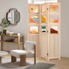 Costway 67” 3 Panel Room Divider with Paulownia Wood Photo Frames Metal Hinges for Home Natural/White - 2 of 4