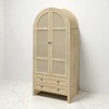 Kitchen Pantry Cabinet with Rattan Doors, 2 Drawers & Adjustable Shelves, Tall Freestanding Storage Display Cabinet for Dining Room or Kitchen - 3 of 4