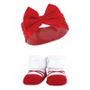 Hudson Baby Infant Girl Headband and Socks Giftset, Navy Red, One Size - 4 of 4
