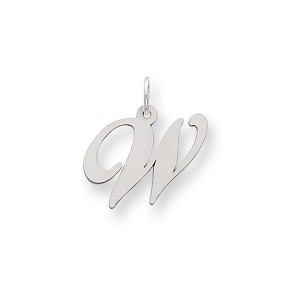 Black Bow Jewelry 14k White Gold, Ella Collection, LG Fancy Script Initial Pendant A-W - 1 of 4