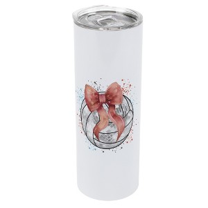 Elanze Designs 20 Ounce Stainless Steel On the Go Travel Tumbler With Push Top Lid, Volleyball with Pink Bow - 1 of 1