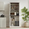 76.4"H Tall Wooden Faux Rattan Storage Cabinet, Kitchen Bar Cabinet with Square Compartments, Doors and Shelves, 4Q -ModernLuxe - 3 of 4
