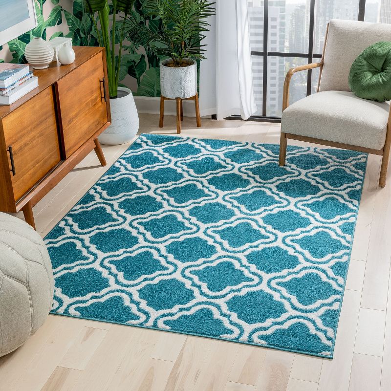 Modern Calipso Lattice Trellis Bright Kids Room Carpet Soft Durable Area Rug, 2 of 9