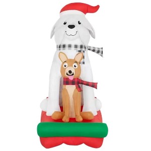 Gemmy 5FT LED Two Dogs in Sleigh Scene Inflatable - 1 of 3