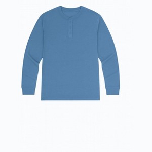 Men's Long Sleeve Henley Shirt - Soft Knit Fabric | Casual Button Neck Design - 1 of 4