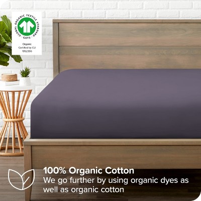 Dusty Purple Organic Cotton Twin XL Fitted Sheet with Sateen Weave