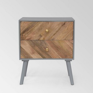 Aldape 2 Drawer Cabinet Natural - Christopher Knight Home: Mid-Century Modern Mango Wood Storage - 1 of 4