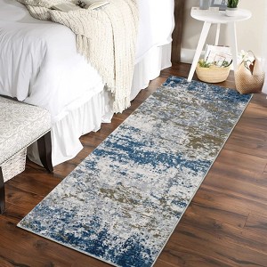 Abstract Machine Washable Rug with Rubber Backing for Living Room Stain Resistant Accent Rug Low Pile Ultra Soft Non Slip Rug - 1 of 4