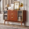 Hommoo 55.1" Mid-Century Sideboard Buffet Storage Cabinet with 3 Drawers - 4 of 4