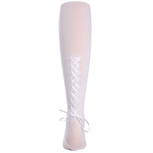 Memoi Girls Lace-Up Bow Opaque Tights - 1 of 1