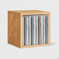 Way Basics Eco Stackable Vinyl Record Storage Cube Natural Wood Grain