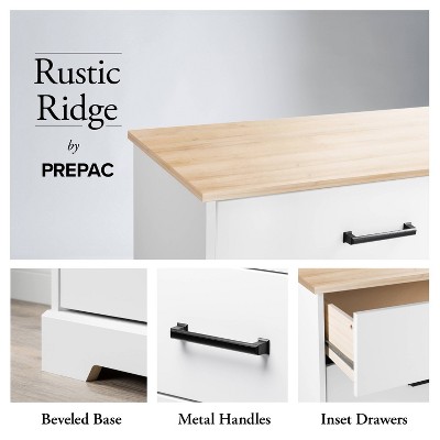 White and Oak 3-Drawer Farmhouse Nightstand