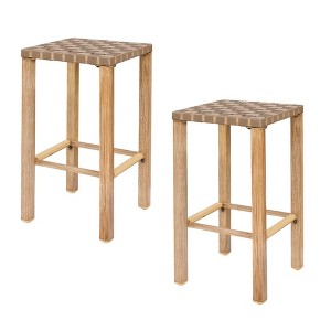 Dsvimoy Patio Counter and Bar Stool Set of 2 Hand Made Drawstring Tall Bar Stools with Footrest for Dining Room, Beige, 31.89"*4.72"*16.93" - 1 of 4