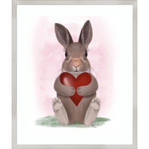 Amanti Art Bunny Heart Hug by Fab Funky Wood Framed Wall Art Print 21 in. x 25 in. - 1 of 4