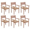 vidaXL Stackable Patio Chairs with Cushions 6 pcs Solid Teak Wood - 2 of 4